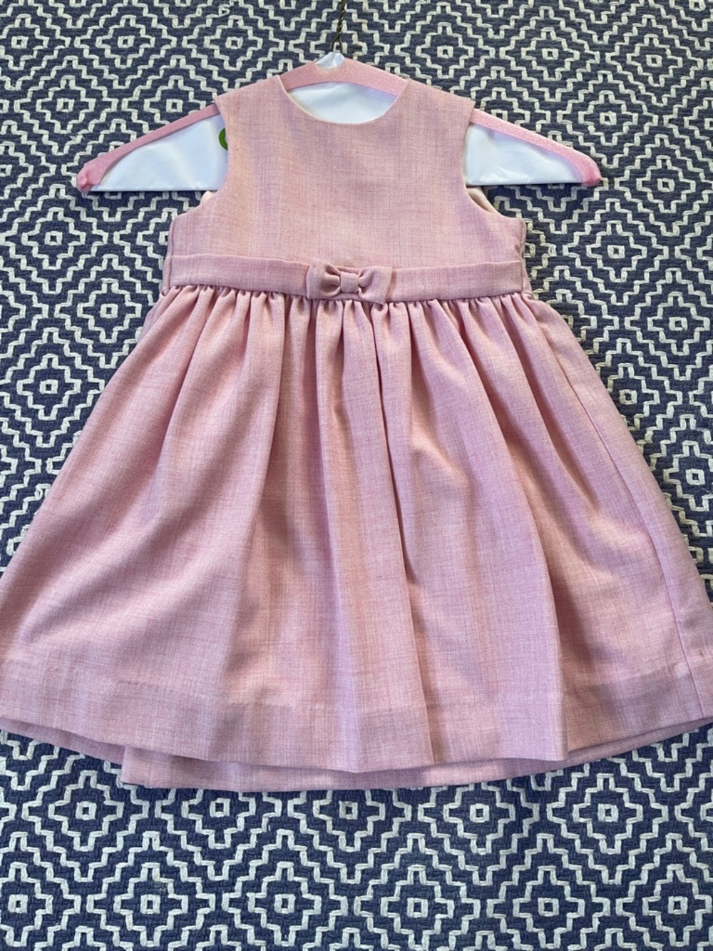 Rachel Riley Classic Sleeveless Pink Bow-Accent Kids Dress